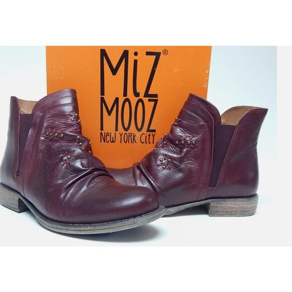 Miz Mooz Limit Women's bootie's Leather Ankle Boots Bordeauxe EU 36(US 5.5- 6) - Picture 1 of 7